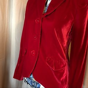Bernard Zins Paris Ruby Red Liquid Velvet Jacket